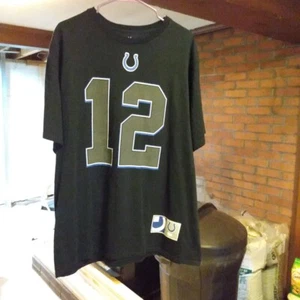New NFL Colts Andrew Luck #12 Black T-shirt Men's Size 2XL - Picture 1 of 1