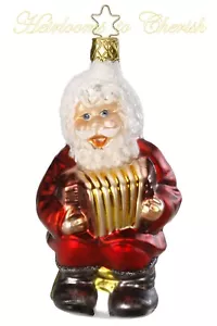 Inge Glas Santa Squeezebox 1-086-14 ornamento in vetro tedesco NUOVO con confezione regalo GRATIS - Foto 1 di 2