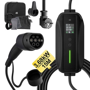 Typ 2 Tragbares EV Ladekabel Schaltbare Ladebox 16A Ladegerät 15m Tesla Model 3 - Bild 1 von 12