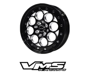 2X Black Revolver Drag Racing Skinny Rims Wheels 15X3.5 4X100 4X114.3 ET10 73.1 - Picture 1 of 2