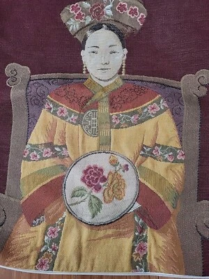 IOSIS PARIS, 18" Square Tapestry Decorative Pillow Cover. Chinese Women 18"x 18" - Image 1 of 4