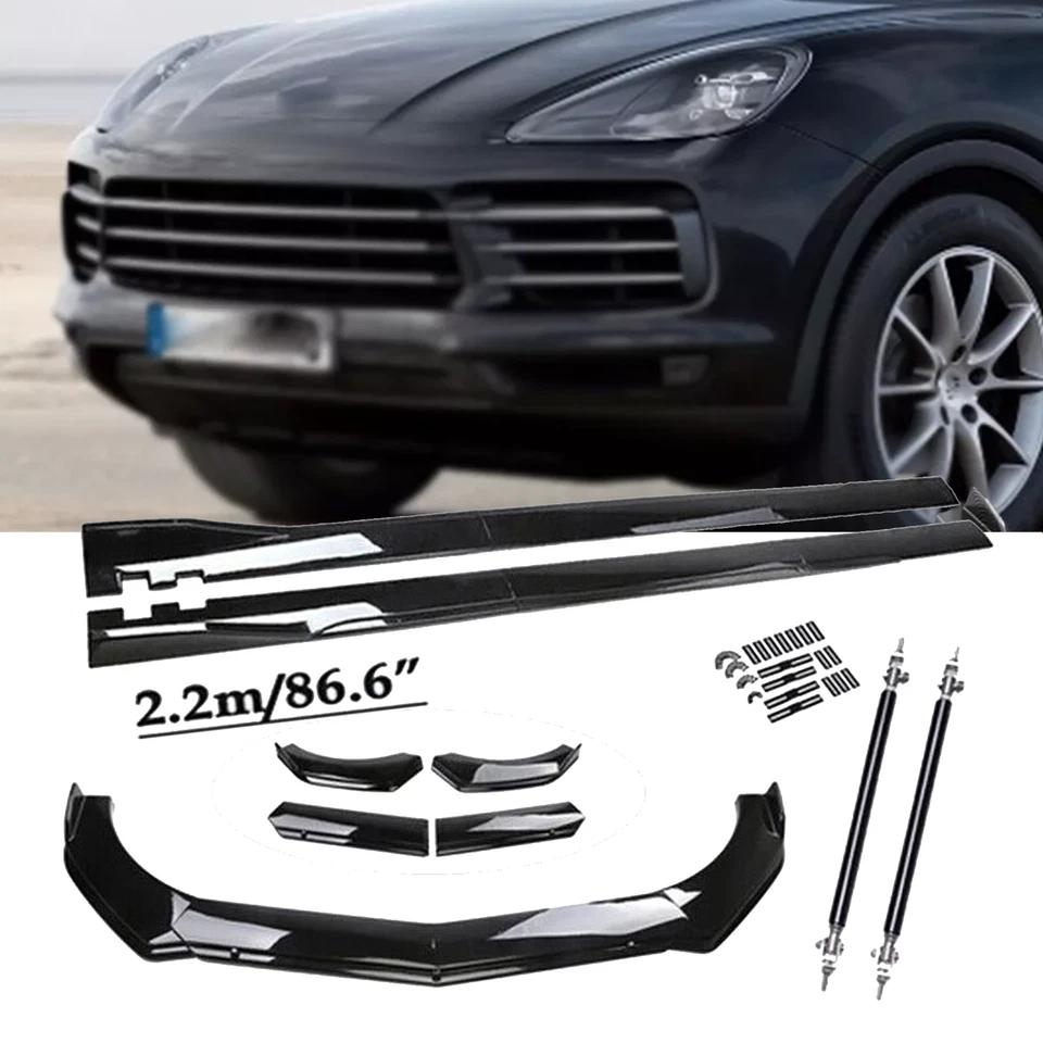 For Porsche Cayenne Front Front Bumper Lip Splitter +86.6" Car Side Skirt - Image 1 of 4