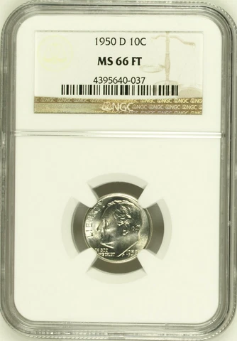 1950-D 1OC FRANKLIN ROOSEVELT-DIME NGC NEAR-SUPERB MS-66-FT R3 HIGHEST-GRADES Cover