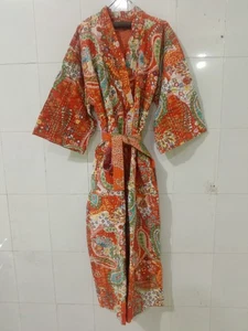 Paradise Kantha Jacket Indian Handmade Japanese Kimono Style Black Kantha Robe - Picture 1 of 4