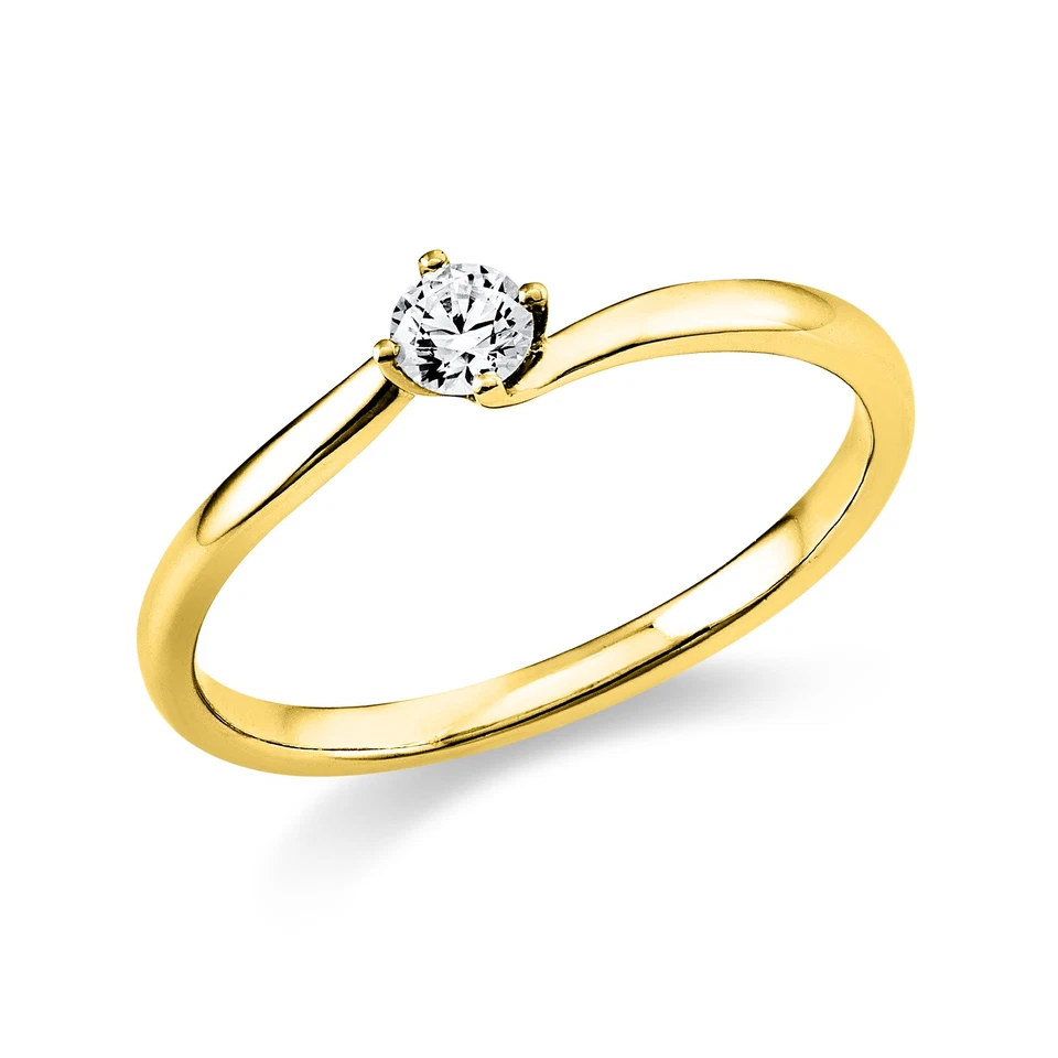 Ring Gelbgold 585/- 1 Brillant 0,15ct. - Bild 1 von 1