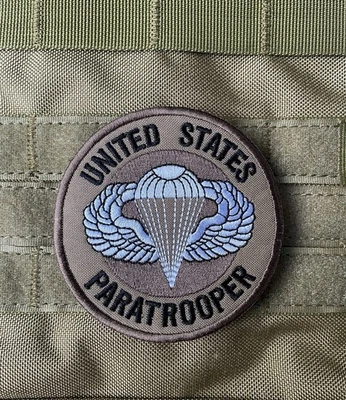 Paratrooper United States 82nd Airborne Tactical Warfighter Patch Hook Loop Tan - Image 1 of 4