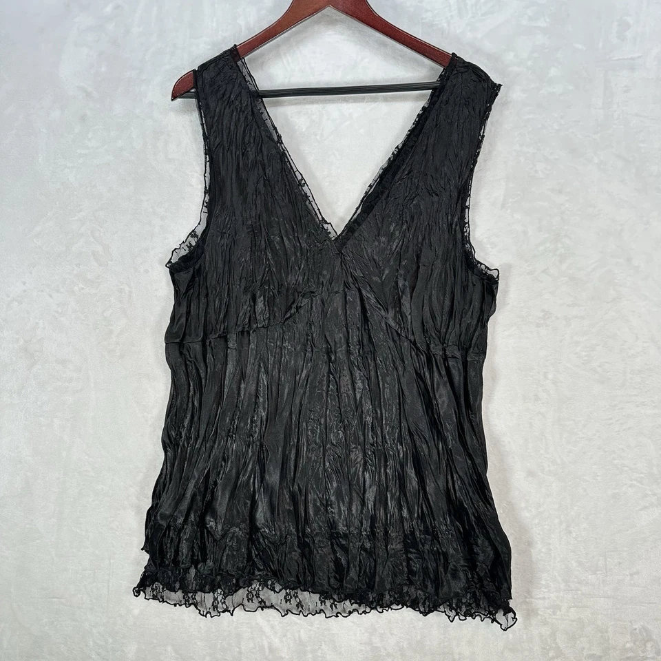 Vintage Cato Tank Top Womens 22 Black Lace Satin Babydoll Fairy Coquette 90s - Image 1 of 4