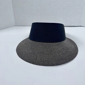 Eric Javits New York Squishee Champ Visor Natural Black Adjustable Straw Hat UPF - Picture 1 of 10