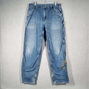 Pantalones de mezclilla vintage Carhartt para hombre azul calce relajado ropa de trabajo talla 34x32 - Imagen 1 de 20