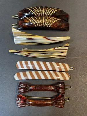 Vintage Barrettes Hair Clips Browns 3” And Smaller Very Nice - Image 1 of 3