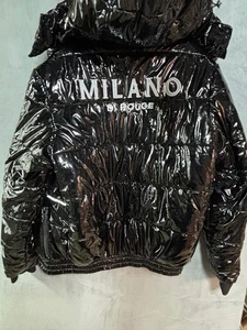 Milano Di Rouge Elliot Puffer Coat Black Size M Italy Shiny Hipster City - Picture 1 of 15