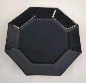Vintage Arcoroc OCTIME Black Salad Plate 7 1/4” Octagonal Sided Glass France - Picture 1 of 5