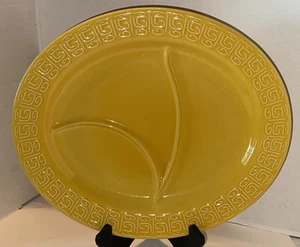 Homer Laughlin Oval Divided Serving Platter 14.75" Embossed Sunflower Fiesta - Picture 1 of 6