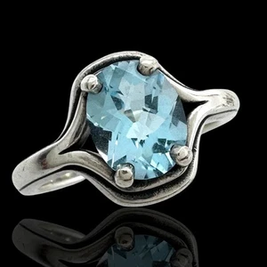 Authentic estate James Avery sterling silver blue topaz Adriana ring - Picture 1 of 2