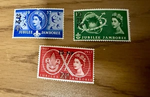 1957 NP AUFDRUCK JUBILÄUM JAMBOREE POSTFRISCH BRIEFMARKEN SET QUEEN ELIZABETH II - Bild 1 von 1