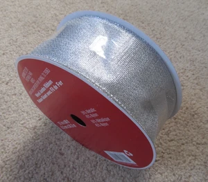 NEW Celebrate It Wired Jumbo Silver Ribbon- 2.5" x 80ft-Christmas Holiday Party - Picture 1 of 4