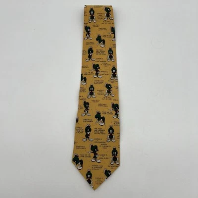 华纳兄弟工作室 Marvin the Martian 领带金色丝绸全新带标签 Looney Tunes 卡通 — 第 1/4 张图片