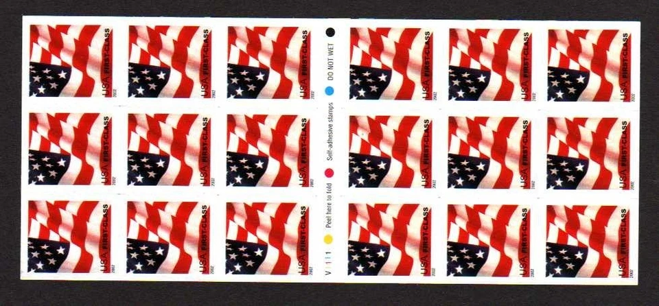 USA Scott 3625a Complete Self Adhesive Pane, (37¢) NDN ATM Flag Pane of 18 - Image 1 of 1