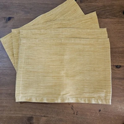 Crate And Barrel Lamont Set of 4 Placemats Goldenrod Rectangle 18x13 - Image 1 of 4