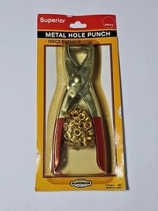 NOS 100 Pcs Grommet Kit Eyelet Snap Buttons Leather W/ Hole Punch Pliers Tool - Picture 1 of 2