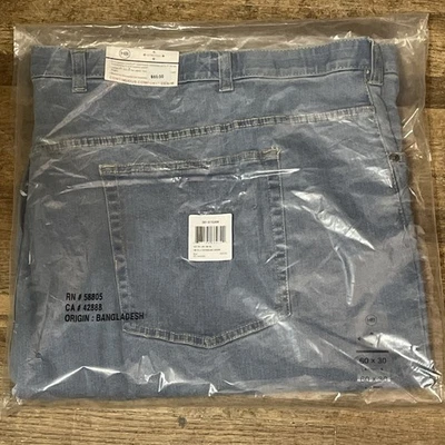 Harbor Bay Continuous Comfort Jeans Big Mens 60x30 Flex Waist Blue Denim Pants - Image 1 of 4