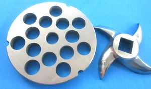 #32 x 5/8" (16 mm) hole STAINLESS Meat Grinder Plate & new Sharp Swirl Blade - Picture 1 of 4