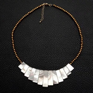 Natural Sea Shell Golden Hematite Necklace Vocation Jewelry - Picture 1 of 6
