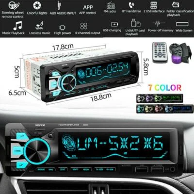 4-Channel Car FM retro radio Player Bluetooth Stereo MP3 USB AUX Audio+ Remote - Image 1 of 4