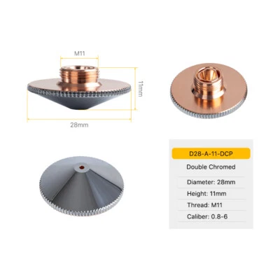 CLOUDRAY Fiber Laser Nozzle Double Layers Chrome-plating Dia.28 H.11mm for Laser Head