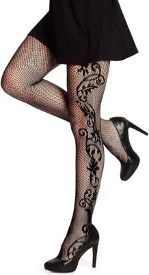 Red ajustada negra Hanes para mujer con reflejos de seda floral AB Foto 1 de 2