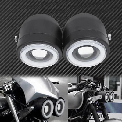 Universal Twin Headlight Motorcycle Double Dual Lamp Fit For Harley XL883 Copper - Image 1 of 4