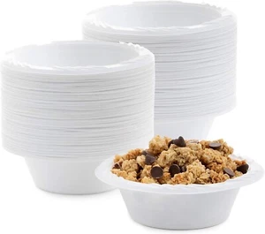 White Disposable Plastic Soup/Dessert Bowls, Can Use in Microwave, 12oz - Picture 1 of 2