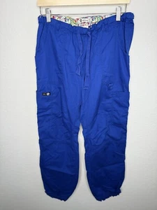 Koi Women Scrub Pants Women Medium Blue 701 Lindsey Cargo Pockets Drawstring - Picture 1 of 10