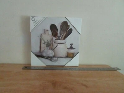 Arte de pared sobre lienzo Kirkland's Artful Accents 9" x 9" utensilios de cocina SKU237752 Foto 1 de 3