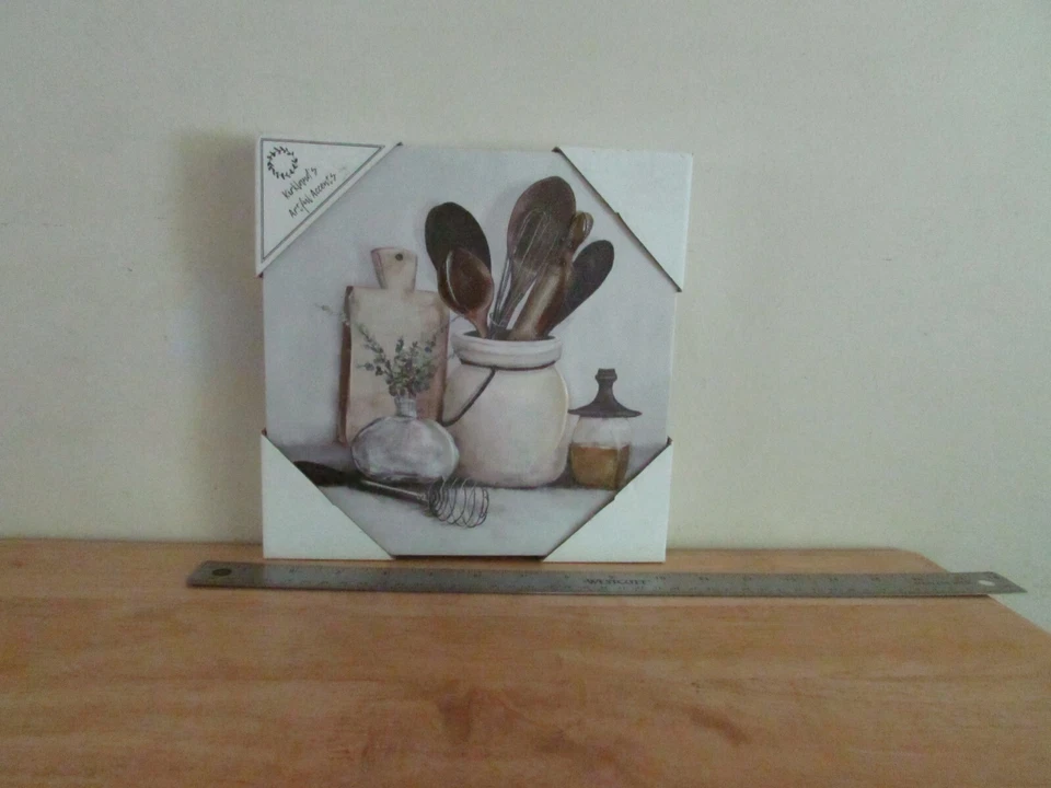 Arte de pared sobre lienzo Kirkland's Artful Accents 9" x 9" utensilios de cocina SKU237752 Foto 1 de 3
