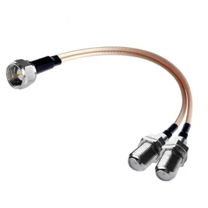 F Type male to 2X F female coaxial cable Y type splitter pigtail RG316 15cm - Picture 1 of 3