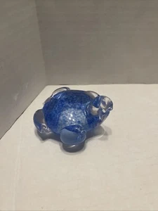 Mundgeblasene blaue Meeresschildkröte aus Glas Briefbeschwerer - Bild 1 von 6