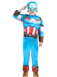 Jazwares Toddler Boys Marvel "Captain America" Blue Muscle Costume 2T - Picture 1 of 1