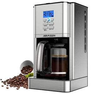 AIRMSEN Caffettiera 12 Tazze Programmabile in Acciaio Inox con Feat Autopulente - Foto 1 di 13