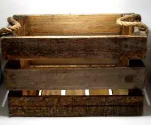Wooden Crate Rustic Farmhouse distressed 12"x7.5"x6.5" - Picture 1 of 11