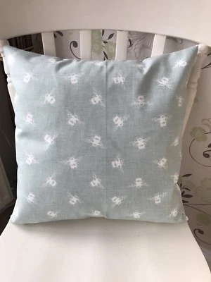 Fryetts Buzzy Bees Duck Egg Fabric Vintage Shabby Chic 16" Cushion Cover - Image 1 of 2