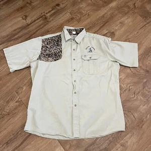 Vintage Flint River Hunters Shooting Shirt Mens Size XXL Beige Camo Made In USA - Picture 1 of 11