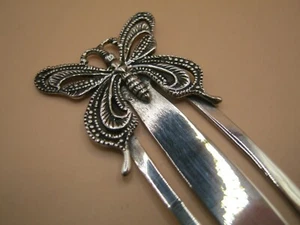 Pretty Solid Silver 925 Bookmark Or Clip With An Asymmetric Butterfly Topper - Picture 1 of 4