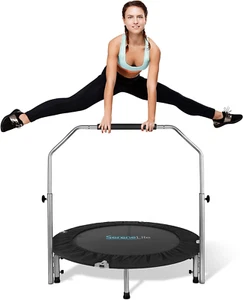 40" Faltbares Mini Trampolin, Fitness Rebounder mit verstellbarem Schaumstoffgriff, Exe - Bild 1 von 7