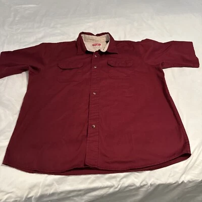 Рубашка с коротким рукавом на пуговицах Wrangler XL 100% хлопок бордовая мужская XL - Изображение 1 из 4