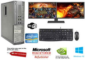 ULTRA FAST Gaming PC Bundle Intel Core i7 8GB 1TB Windows 10 GT710 DUAL SCREEN - Picture 1 of 2