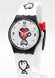 New Swiss Swatch I LOVE YOUR FOLK FISHY FISHY Silicone Watch 34mm GB321 $75 - Picture 1 of 5