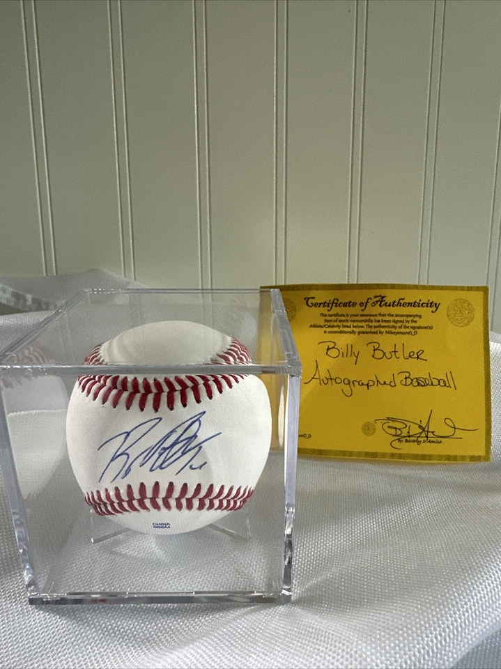 Billy Butler Autographed Baseball w COA in UV Protected Holder - Image 1 of 1