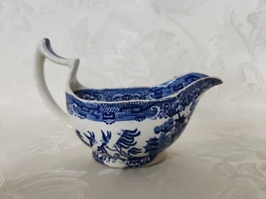 Antique Blue Willow Gravy Boat Pitcher Handled Approx. 6-1/5 ”L - Picture 1 of 8