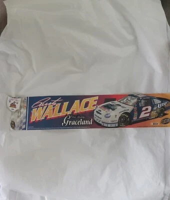 RUSTY WALLACE #2 MILLER LITE 1998 NASCAR FAN 3X12 BUMPER STICKER WITH Elvis pin - Image 1 of 4
